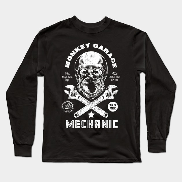 Monkey Bike Long Sleeve T-Shirt by Black Tee Inc